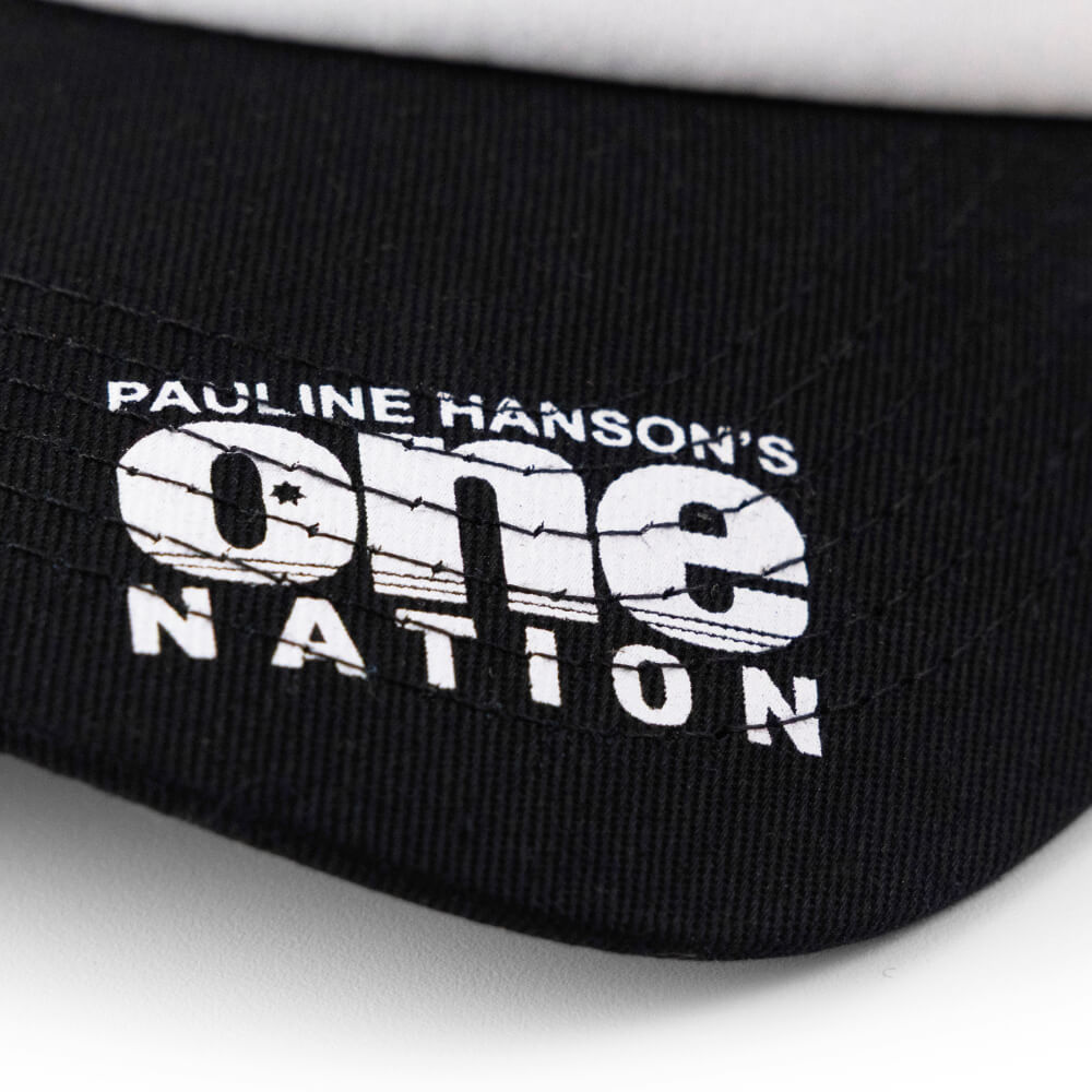 Side of the Barnaby Senate 2028 cap with the Pauline Hanson’s One Nation logo