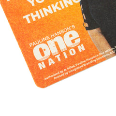 Back of the orange drink coaster with the Pauline Hanson’s One Nation logo