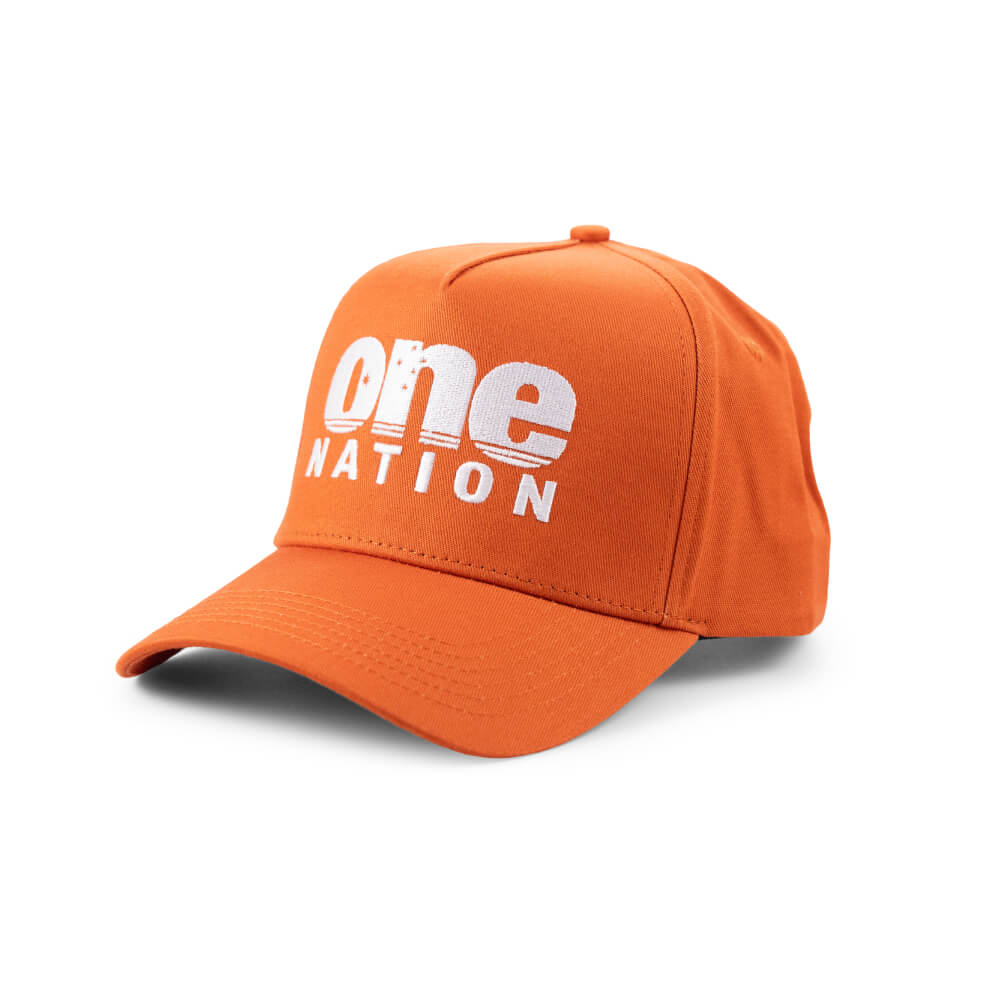 Orange One Nation cap with the white One Nation logo