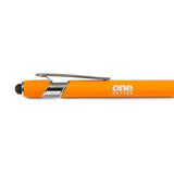 Orange One Nation stylus pen with silver clip and One Nation logo