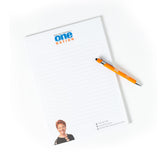 Pauline Hanson note pad with One Nation logo at the top, shown with an orange pen