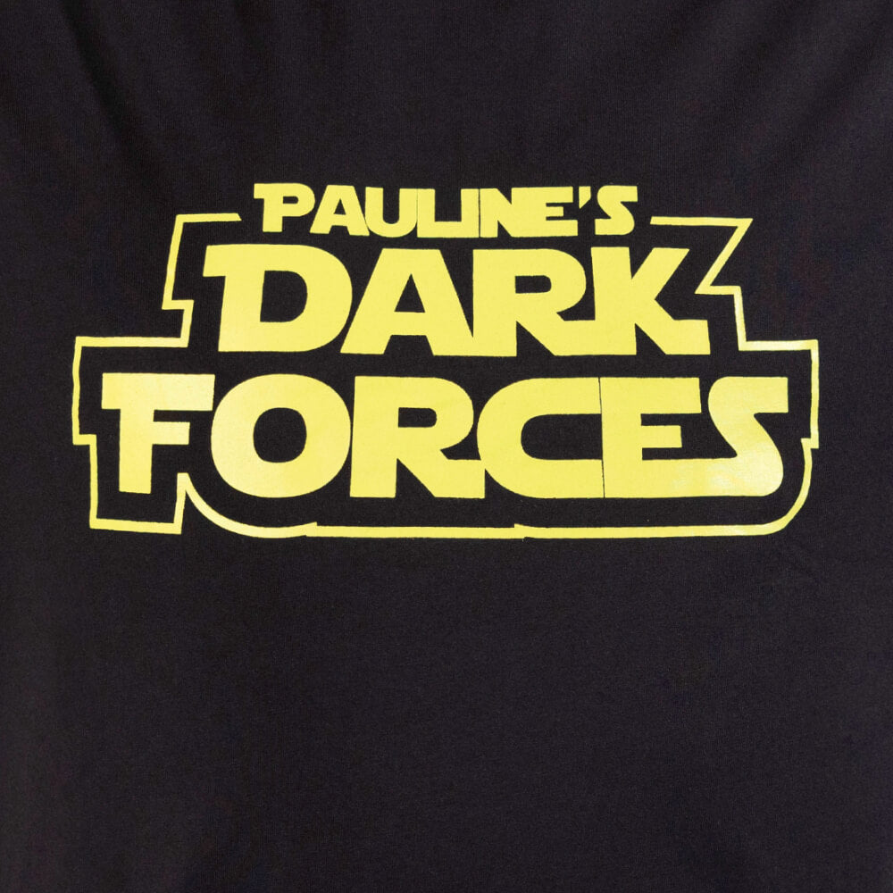 Close-up of the yellow “Pauline’s Dark Forces” print