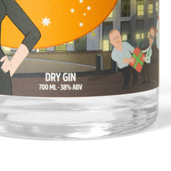 Close-up of the Christmas Spirit Gin label: dry gin, 700 ml, 38% ABV