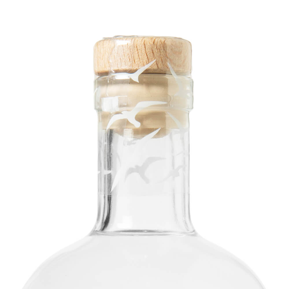 Close-up of the Christmas Spirit Gin bottle’s timber-topped cork stopper