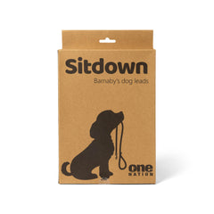 Sitdown! Barnaby’s dog lead in its kraft box with a dog silhouette